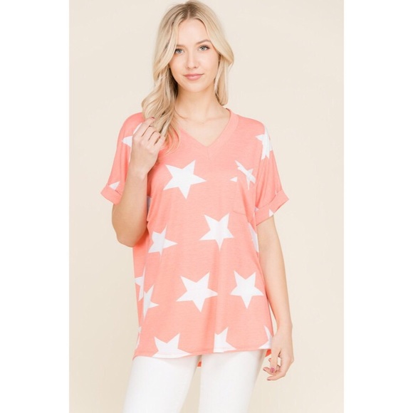 Star print orange top - Picture 3 of 6